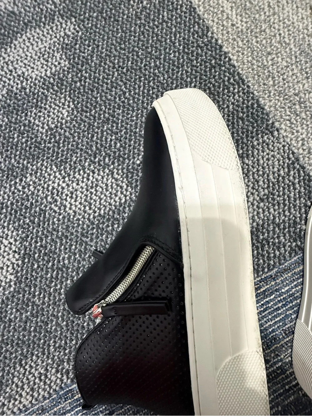 Steve Madden Black Leather Platform Sneaker Boot with White Sole